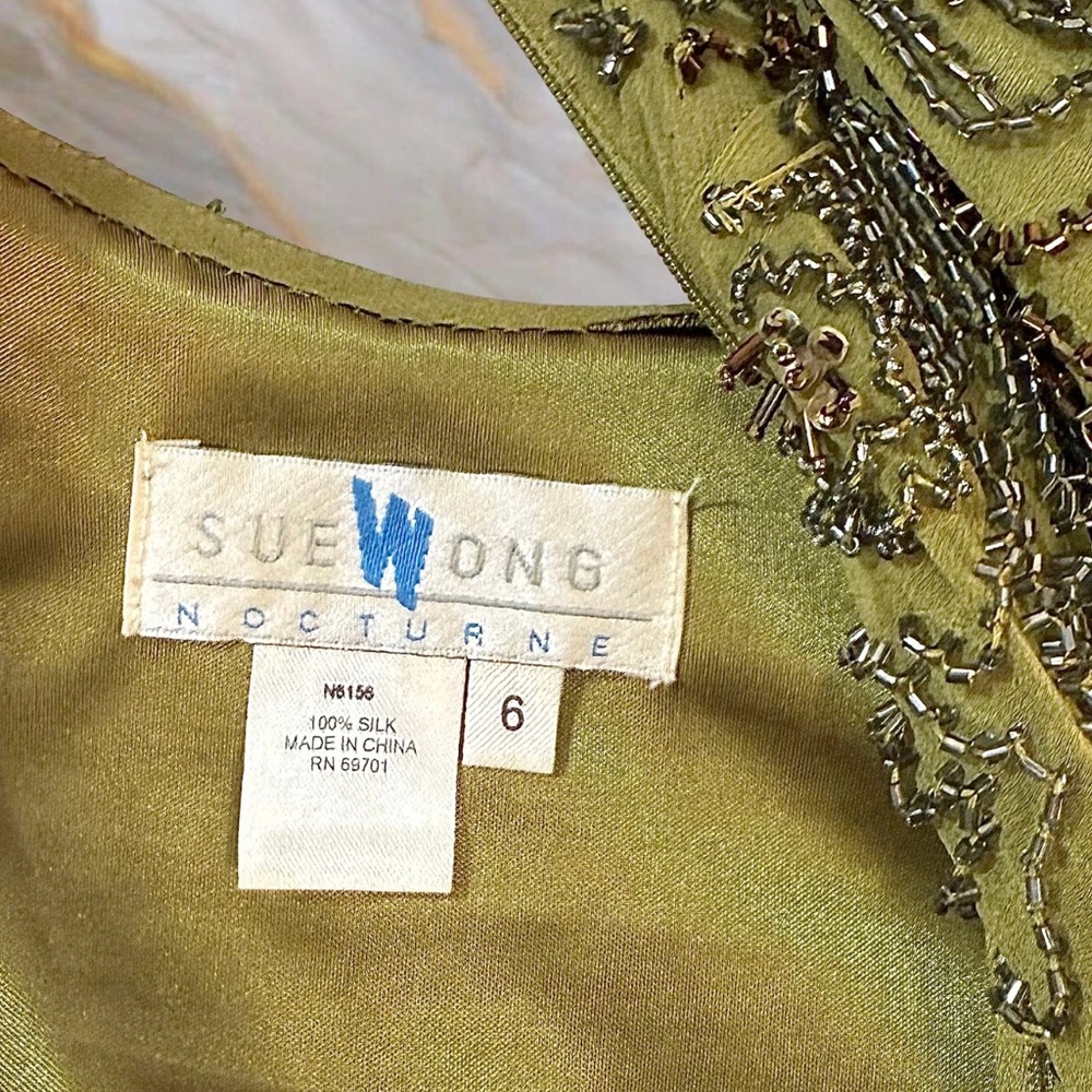 Sue Wong Olive Green Beaded Midi Dress - Picture 6 of 7